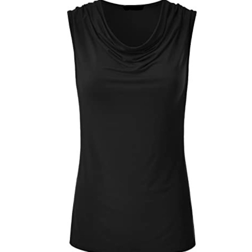 NWOT Professional Sleeveless Black Cowl Neck Top S